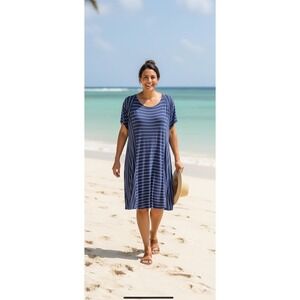 Southern Tide Dress XL Blue White Stripe Casual Comfy Nautical Coastal Beach New